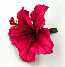 Cargar imagen en el visor de la galería, Tocado Hibisco rosado granate