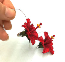 Cargar imagen en el visor de la galería, Aros Hibiscos sublimados rojos