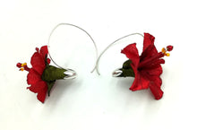 Cargar imagen en el visor de la galería, Aros Hibiscos sublimados rojos