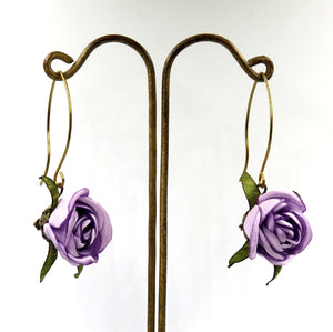 Aros botón rosa lila medianos