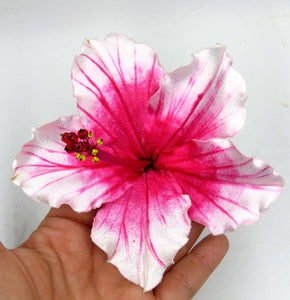 Tocado Hibisco blanco magenta
