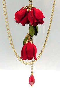 Collar Botón de Rosa rojo