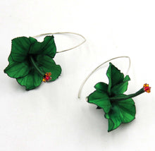 Cargar imagen en el visor de la galería, Aros Hibiscos sublimados verdes
