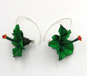 Aros Hibiscos sublimados verdes