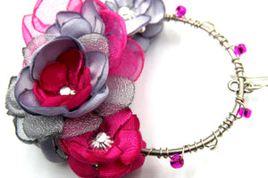 Aros Nebulosas gris - fucsia