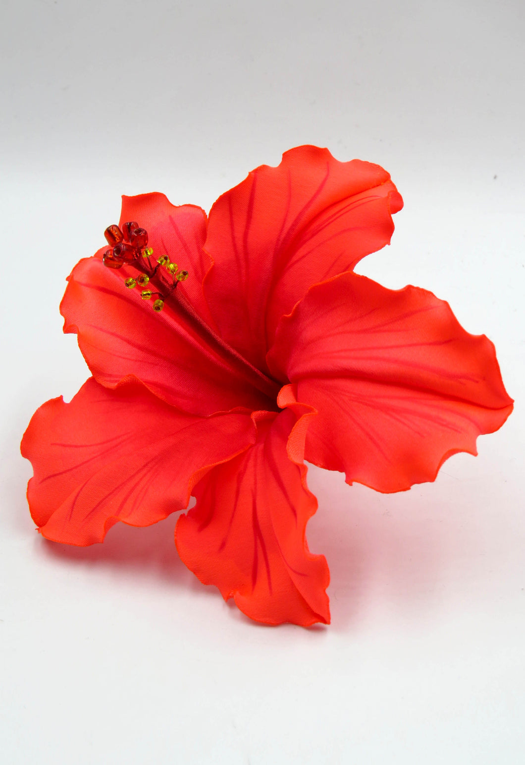 Tocado Hibisco coral flúor - rojo