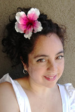 Cargar imagen en el visor de la galería, Tocado Hibisco blanco - púrpura
